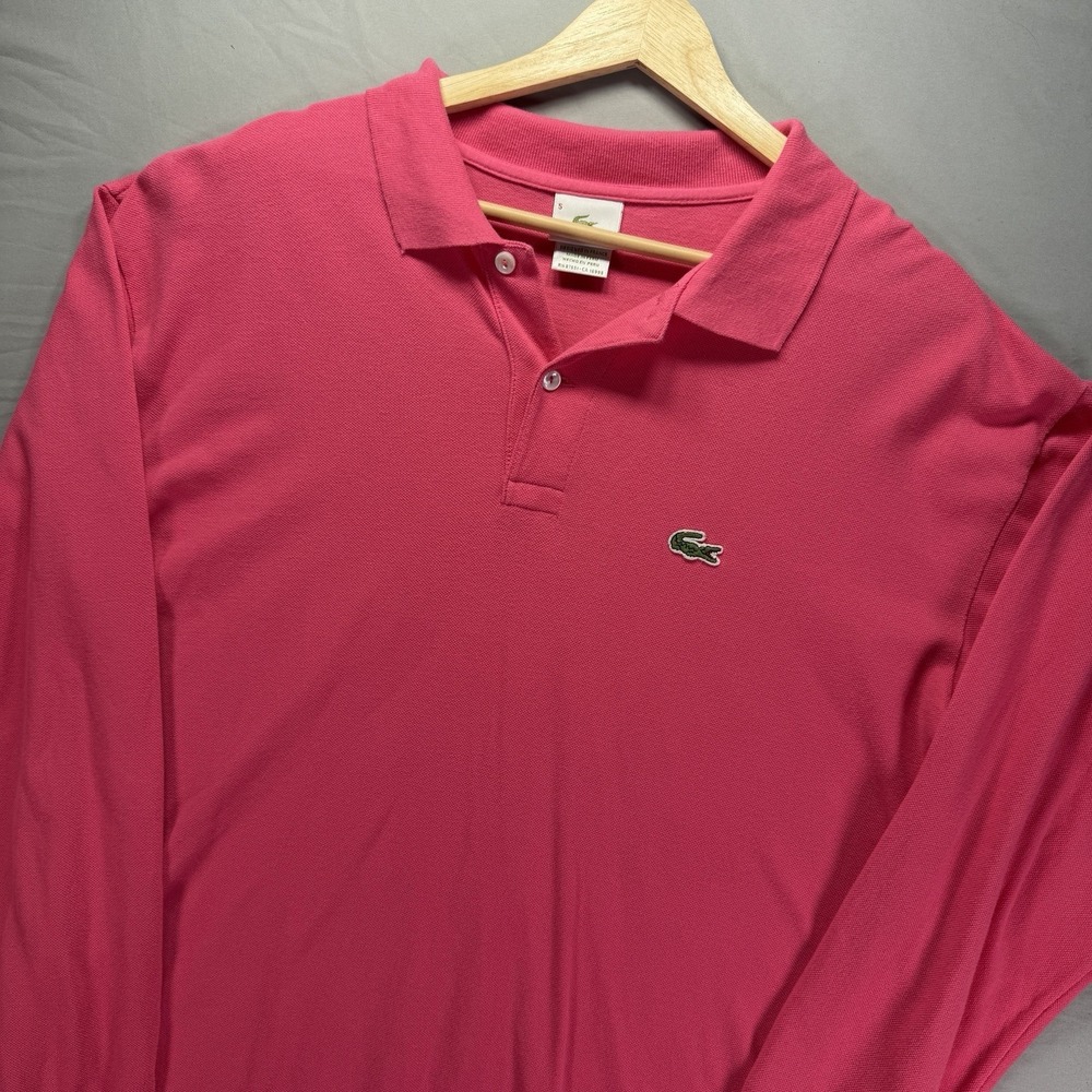 Lacoste Polo Shirt Mens 5 Long Sleeve Cotton Pink Alligator Croc Preppy Boat